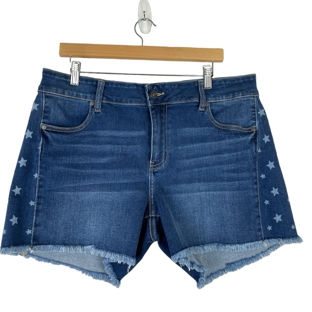NWOT KanCan Jean Denim Shorts SZ 20 Stars 4th of July Stretch High Rise